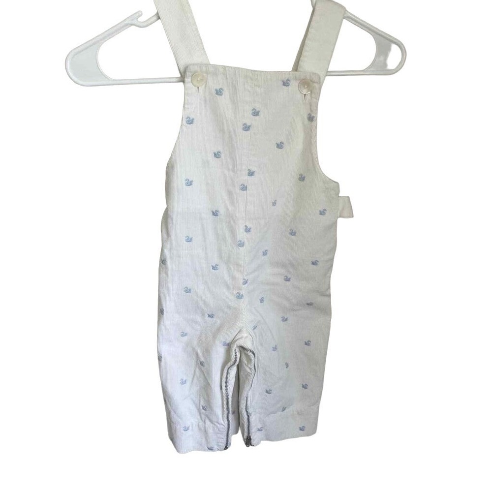 Vintage Merry‎ Mites White Blue Ducks Cordoroy Overalls Size 2